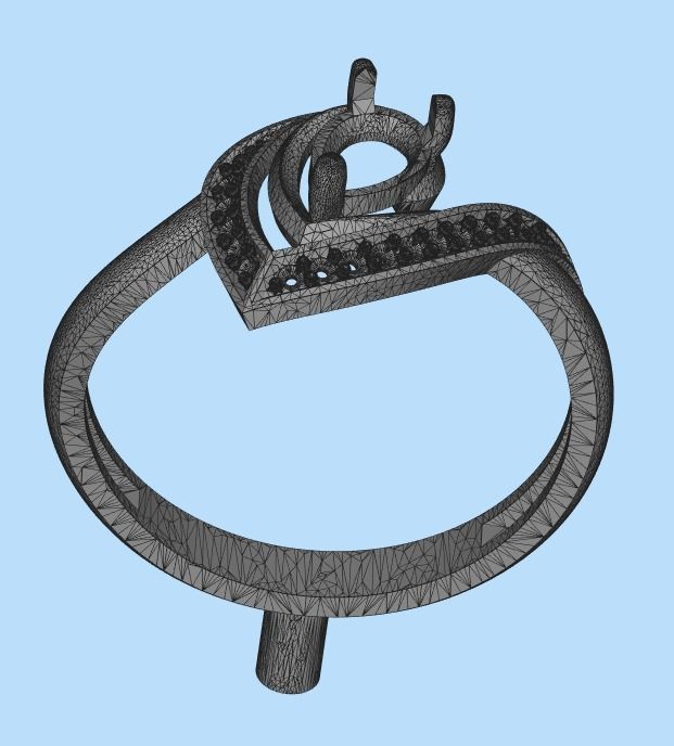 Women Ring thorn with ruby and diamonds 3dm stl vintage 3D print model_16