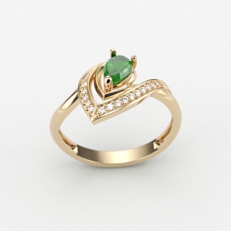 Women Ring thorn with ruby and diamonds 3dm stl vintage 3D print model_6