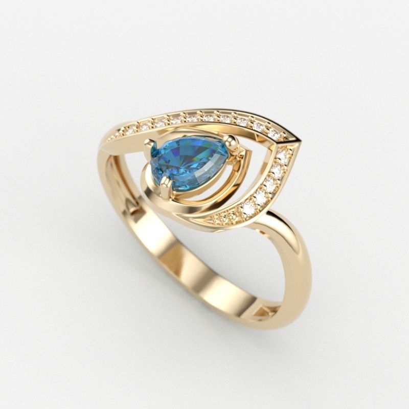 Women Ring thorn with ruby and diamonds 3dm stl vintage 3D print model_8