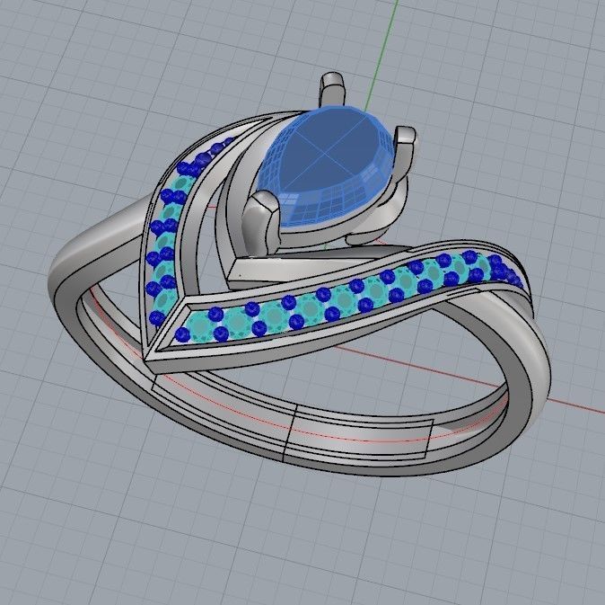 Women Ring thorn with ruby and diamonds 3dm stl vintage 3D print model_13