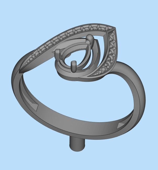 Women Ring thorn with ruby and diamonds 3dm stl vintage 3D print model_19