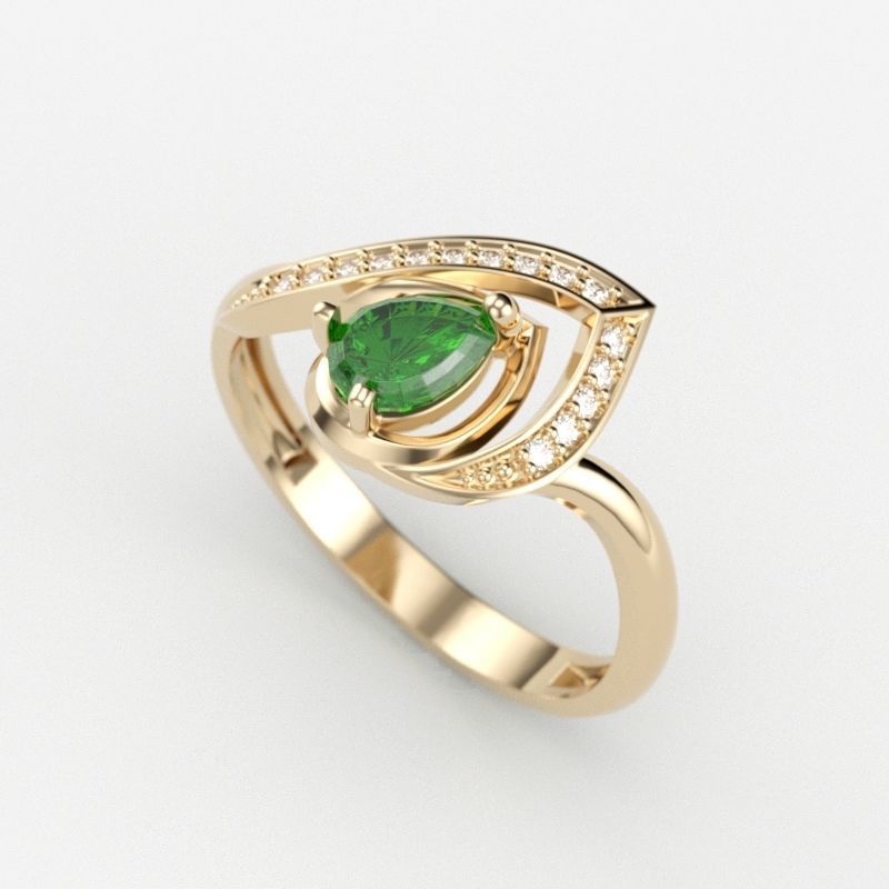 Women Ring thorn with ruby and diamonds 3dm stl vintage 3D print model_7