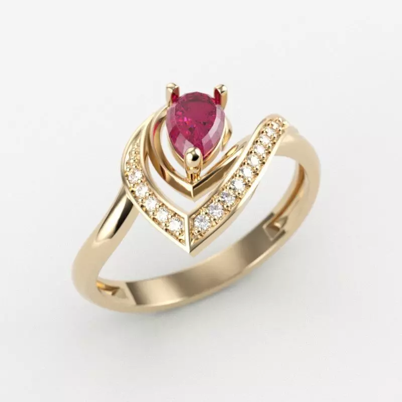 Women Ring thorn with ruby and diamonds 3dm stl vintage 3D print model_0
