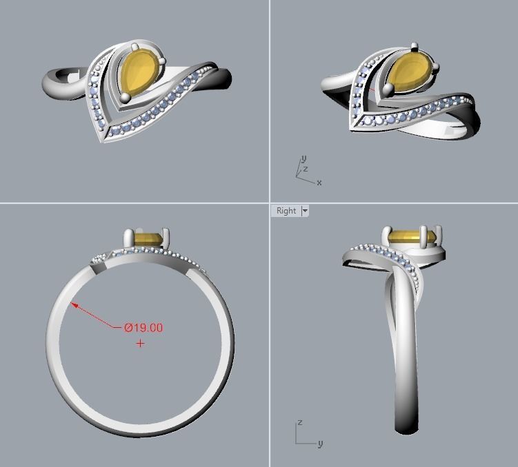 Women Ring thorn with ruby and diamonds 3dm stl vintage 3D print model_11