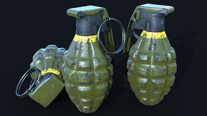 MK2 handgrenade HighPoly plus LowPoly plus 2 LODs Low-poly 3D model