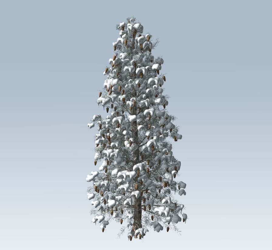 Winter trees pine set 3D Model Collection_10