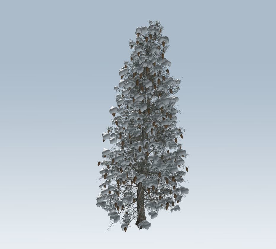 Winter trees pine set 3D Model Collection_6