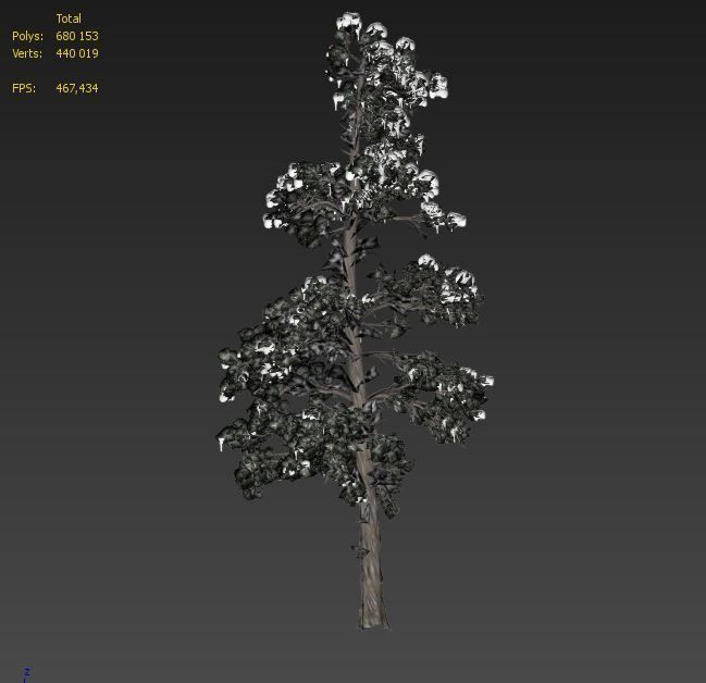 Winter trees pine set 3D Model Collection_39