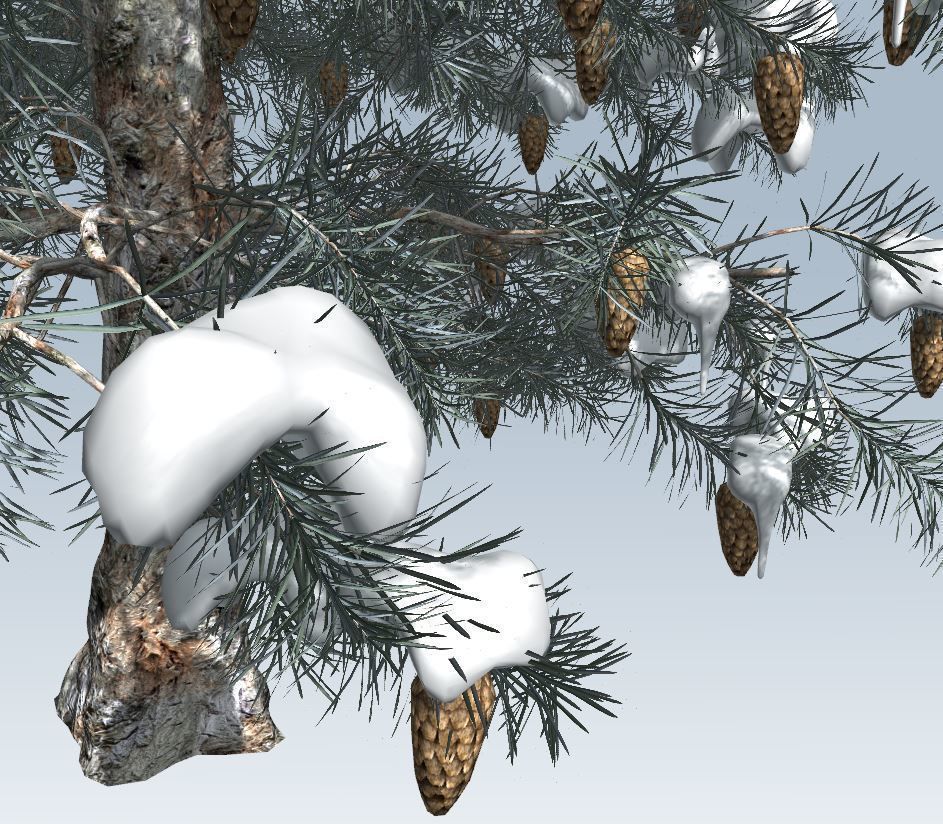 Winter trees pine set 3D Model Collection_14