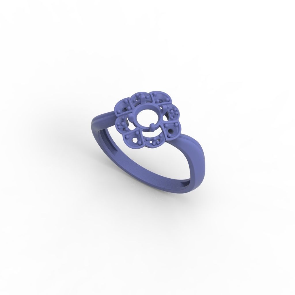 Solitaire Wedding Engagement Women Flower ring  3dm stl vintage 3D print model_15