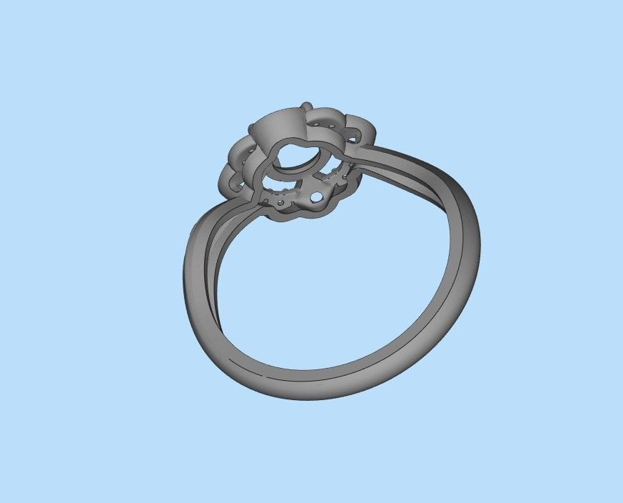 Solitaire Wedding Engagement Women Flower ring  3dm stl vintage 3D print model_25