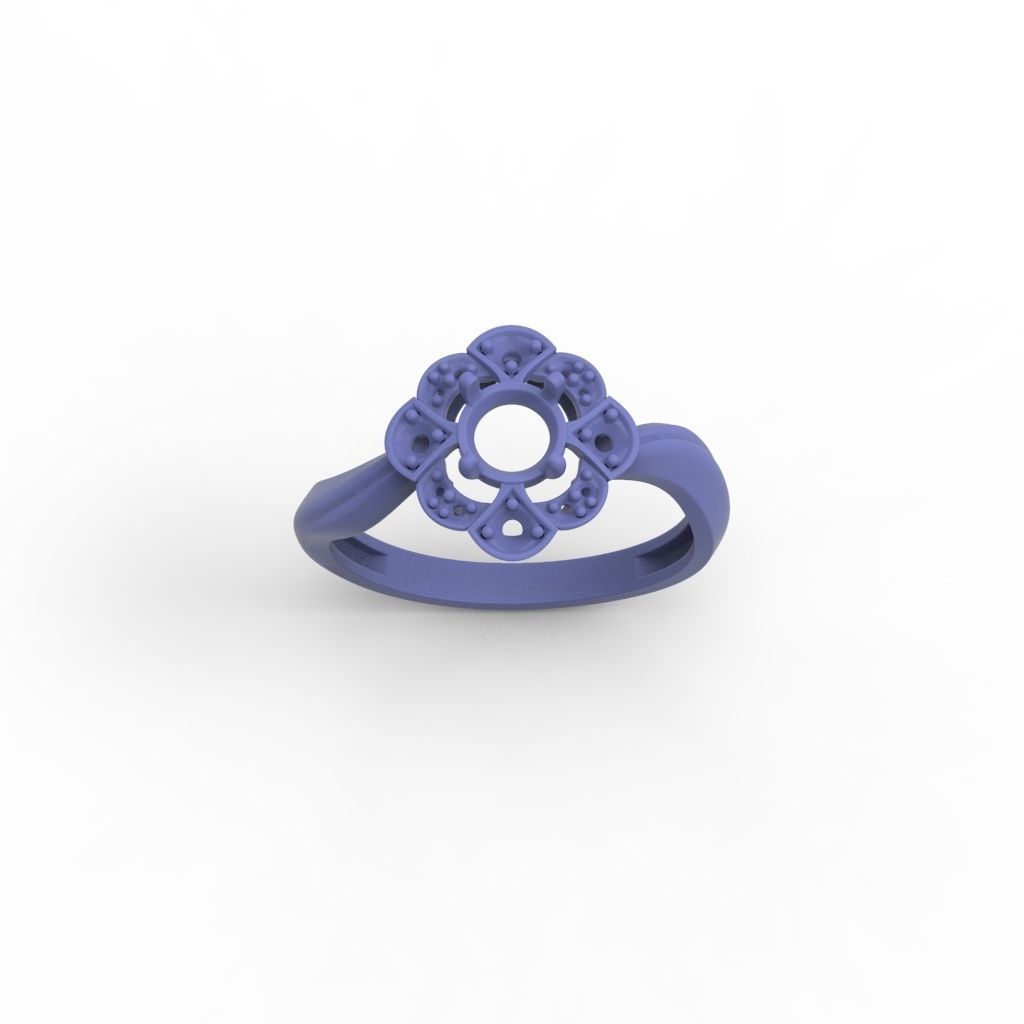 Solitaire Wedding Engagement Women Flower ring  3dm stl vintage 3D print model_14