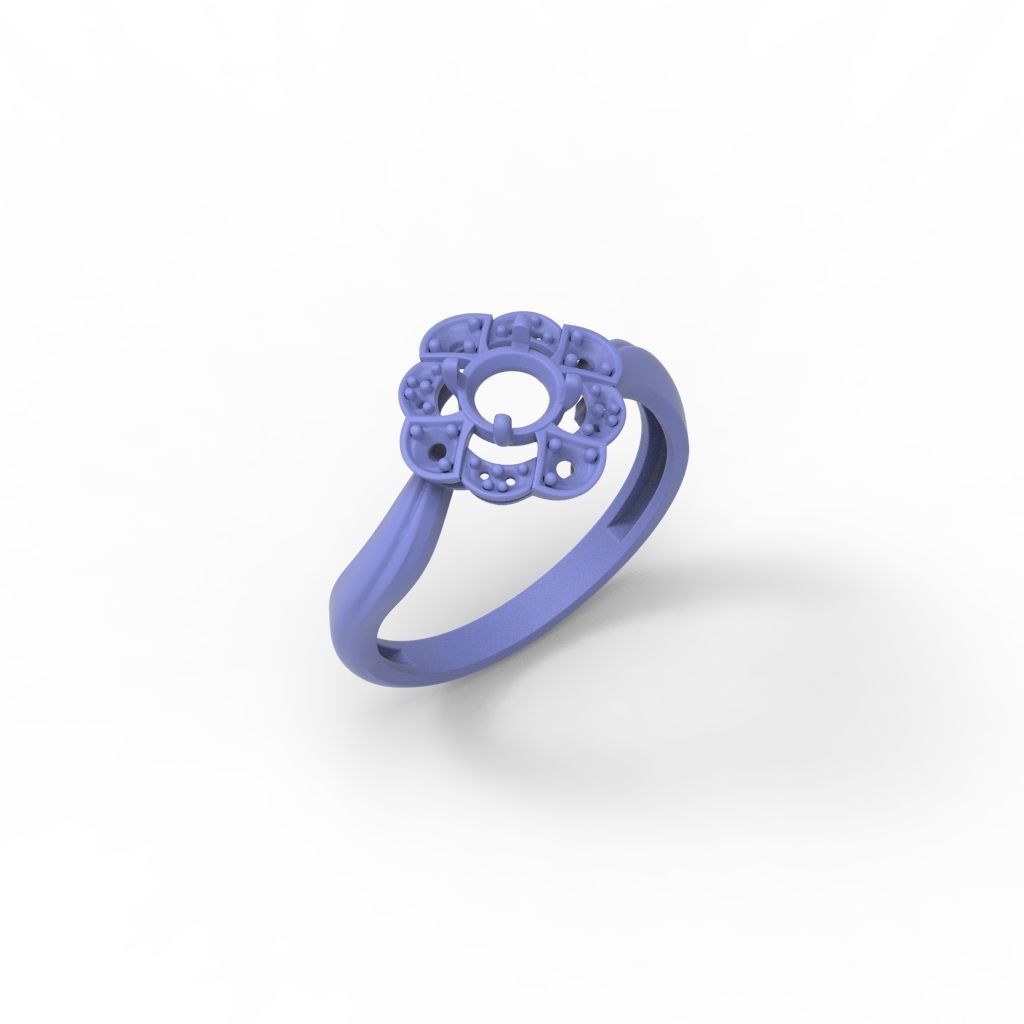 Solitaire Wedding Engagement Women Flower ring  3dm stl vintage 3D print model_21