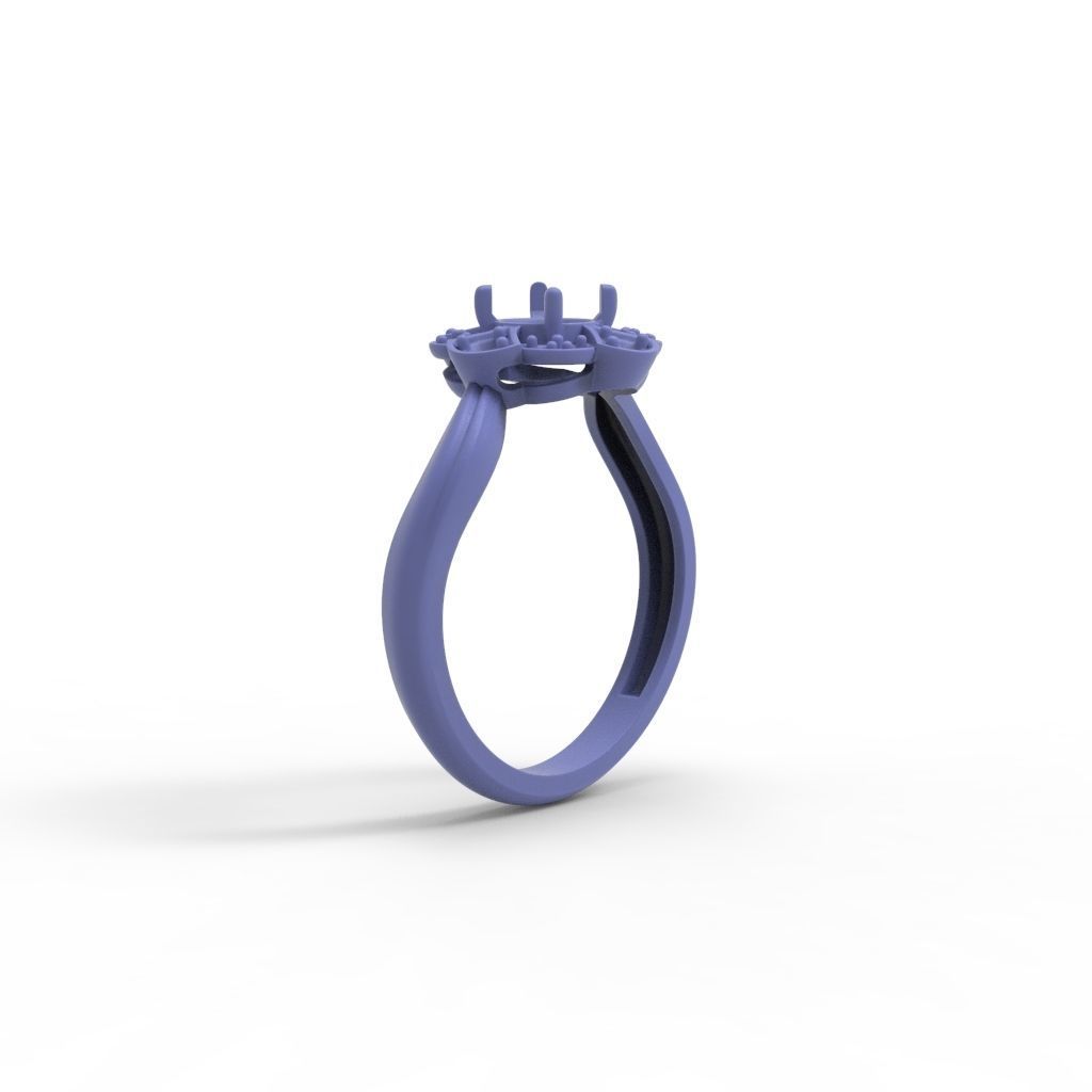Solitaire Wedding Engagement Women Flower ring  3dm stl vintage 3D print model_18