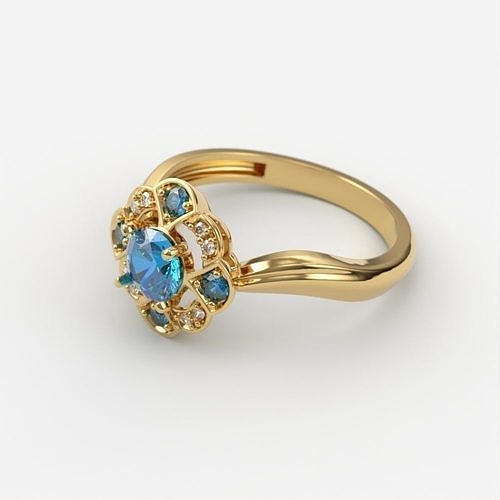 Solitaire Wedding Engagement Women Flower ring  3dm stl vintage 3D print model