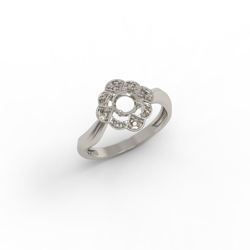 Solitaire Wedding Engagement Women Flower ring  3dm stl vintage 3D print model_12