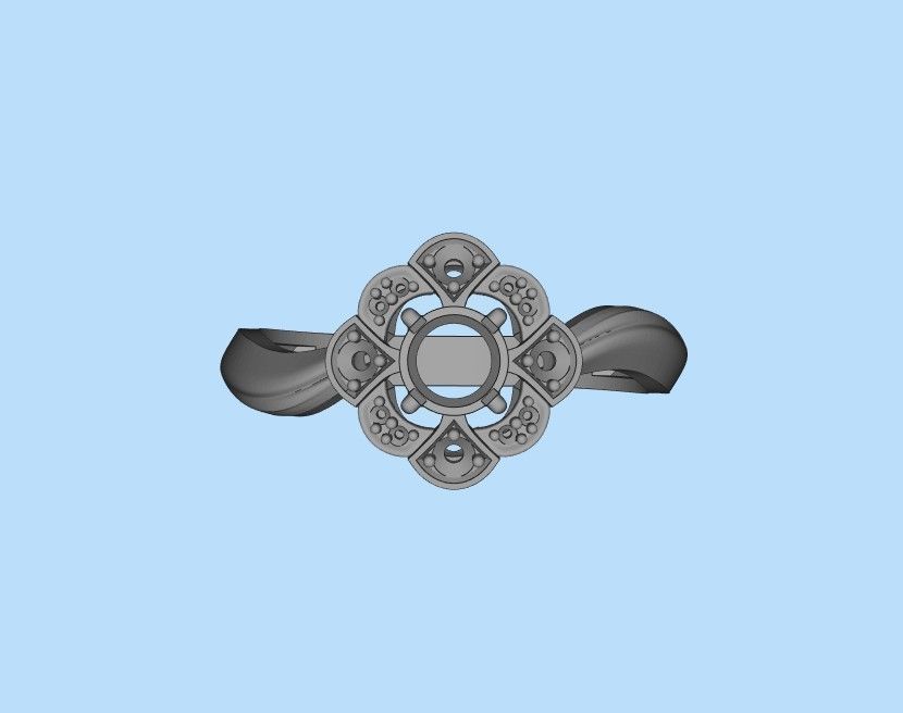 Solitaire Wedding Engagement Women Flower ring  3dm stl vintage 3D print model_28