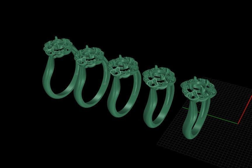 Solitaire Wedding Engagement Women Flower ring  3dm stl vintage 3D print model_24