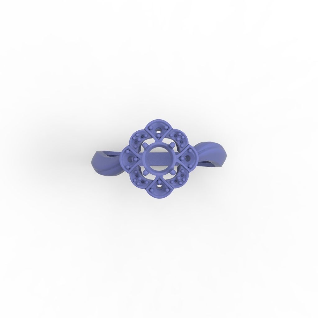 Solitaire Wedding Engagement Women Flower ring  3dm stl vintage 3D print model_16