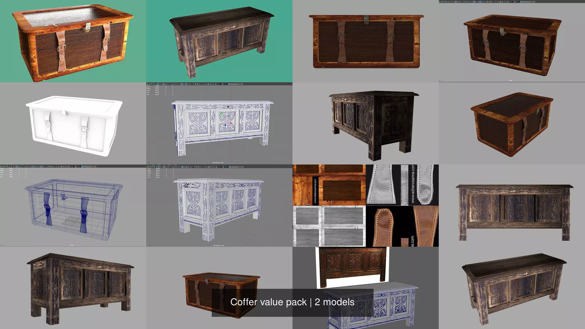 Coffer value pack 3D Model Collection_0