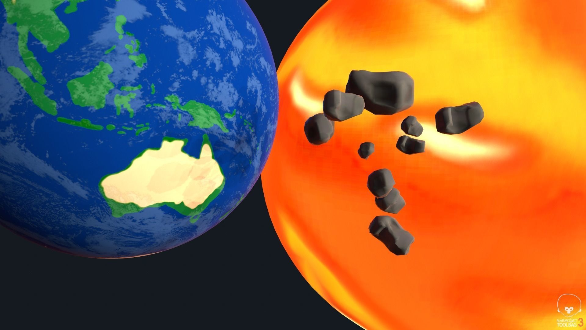 Sun Earth Moon and Asteroid Low-poly 3D model_3