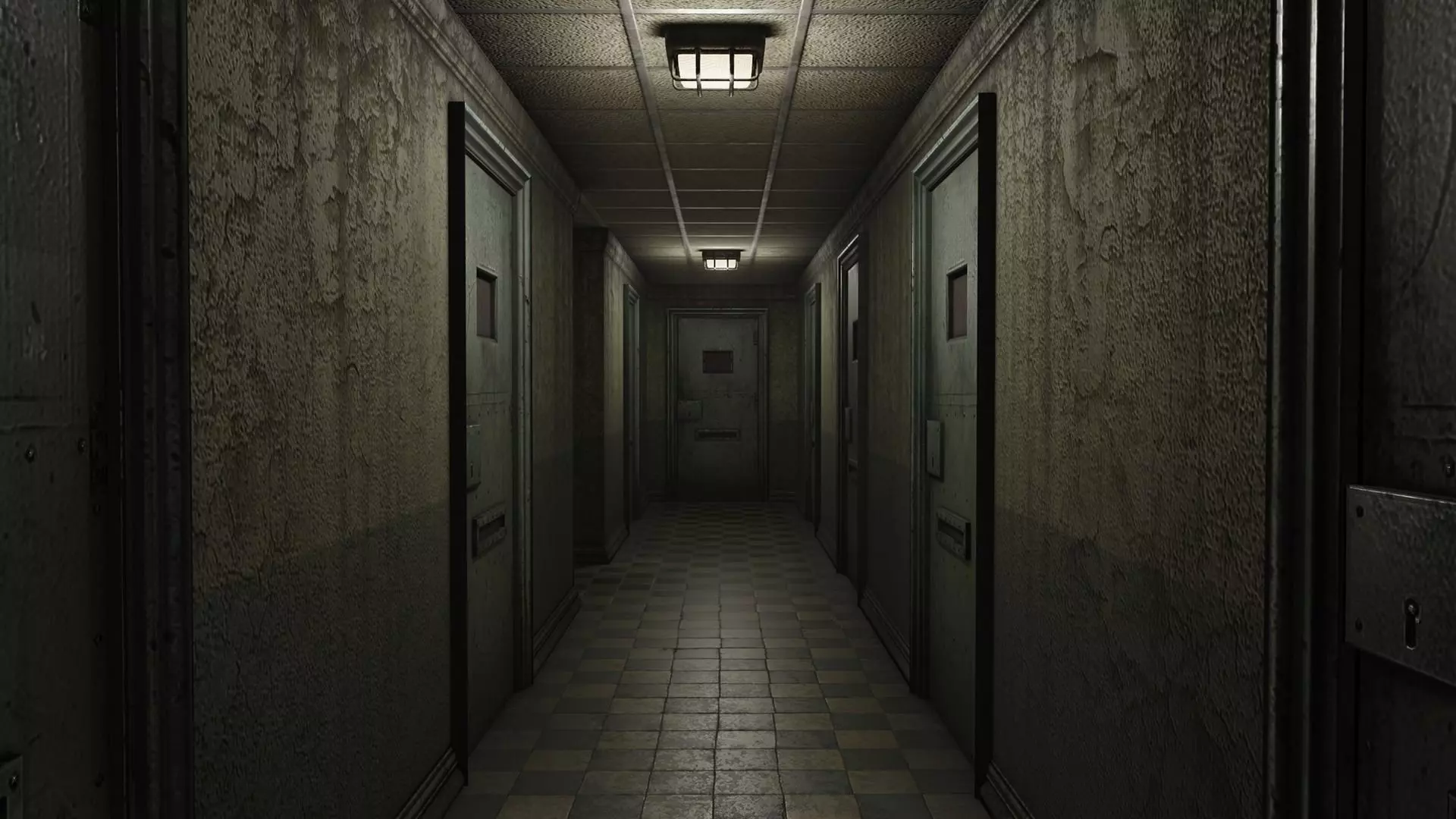Low Poly Insane Asylum Corridor With PBR Materials Low-poly 3D model_0