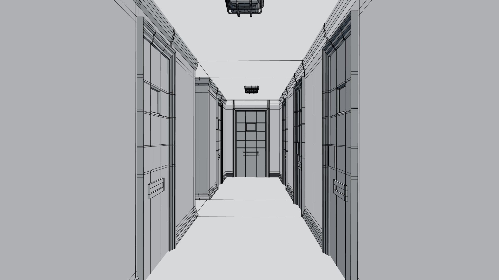 Low Poly Insane Asylum Corridor With PBR Materials Low-poly 3D model_11