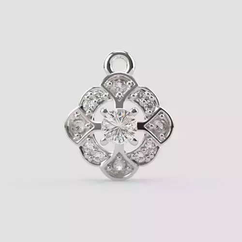 Women Pendant flower with diamonds 3dm stl vintage