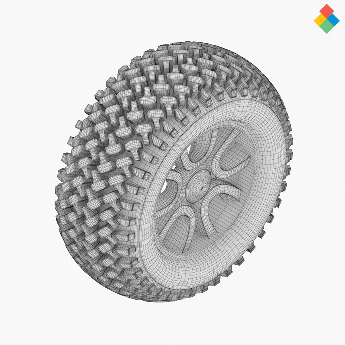 Pack Wheel Tire Rim Design Low-poly 3D model_22