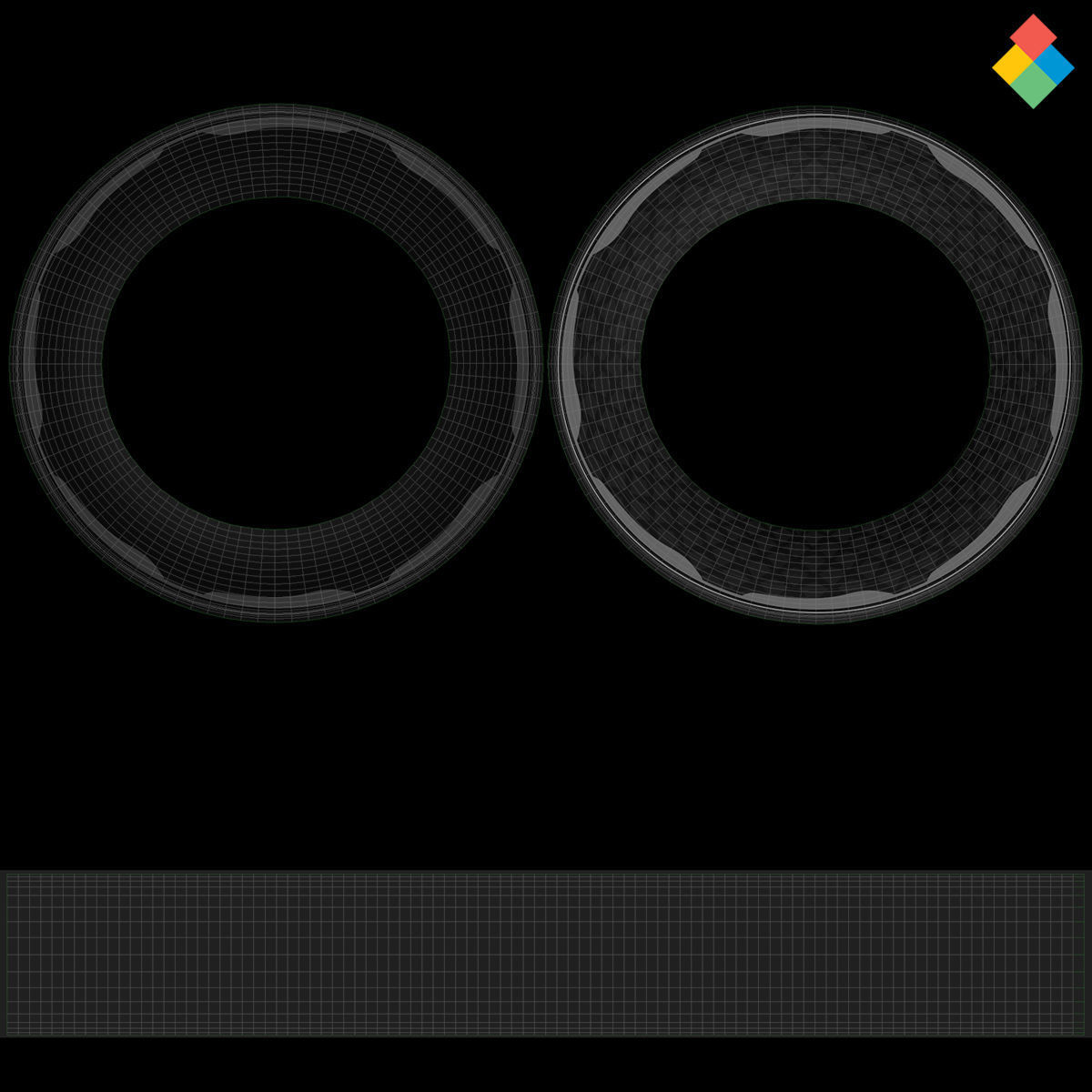 Pack Wheel Tire Rim Design Low-poly 3D model_26