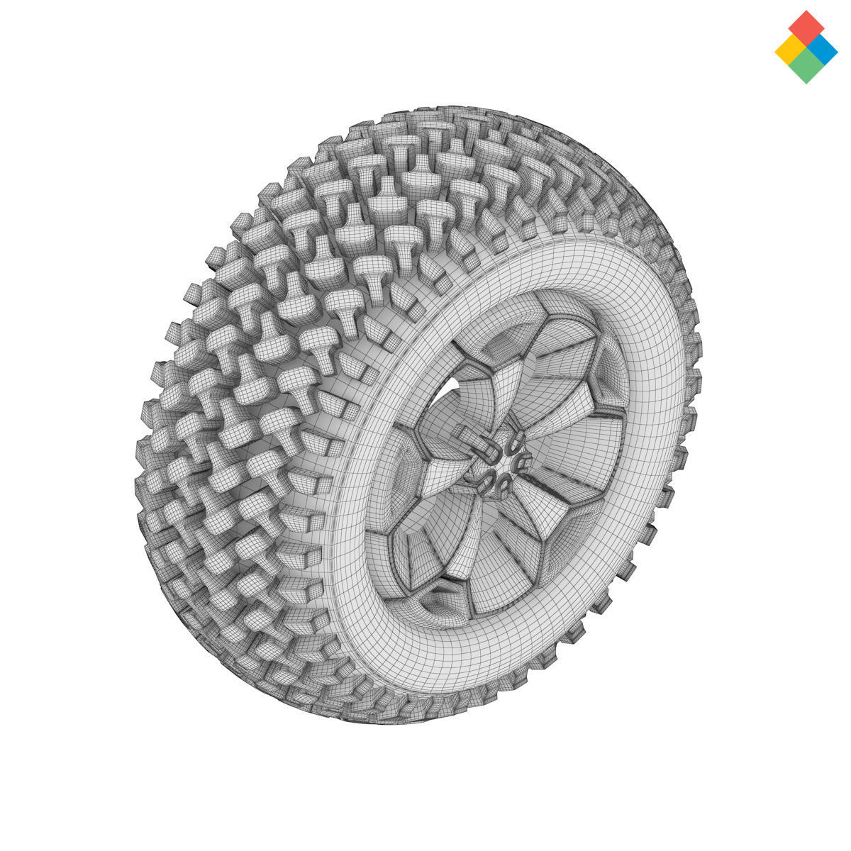 Pack Wheel Tire Rim Design Low-poly 3D model_19