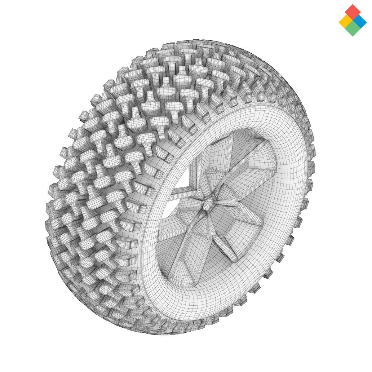 Pack Wheel Tire Rim Design Low-poly 3D model_16