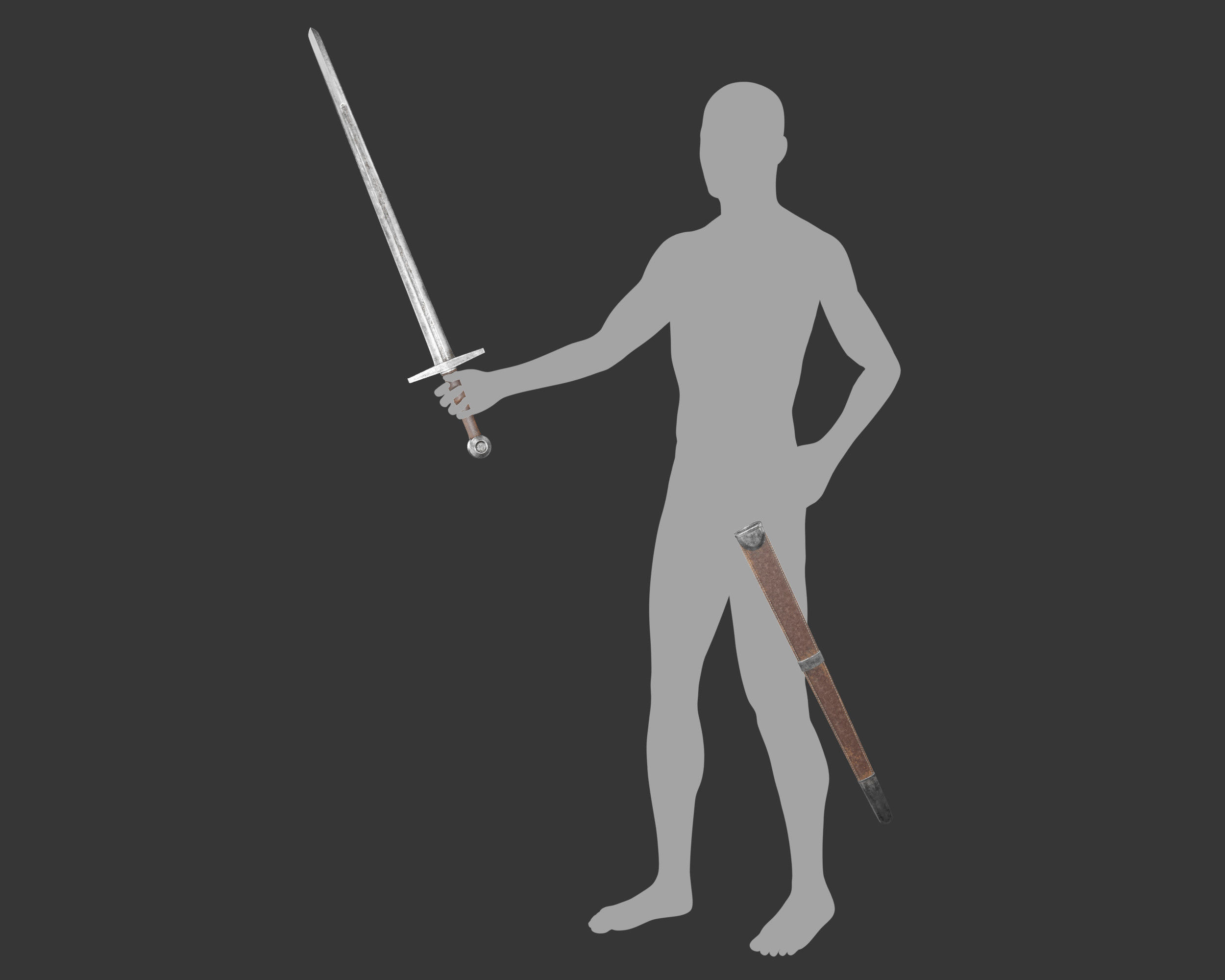 Medieval Knightly Weapon Short Sword Low-poly 3D model_19