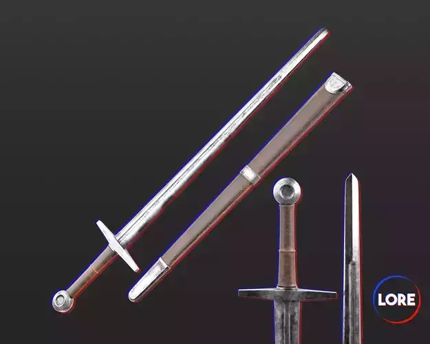 Medieval Knightly Weapon Short Sword Low-poly 3D model