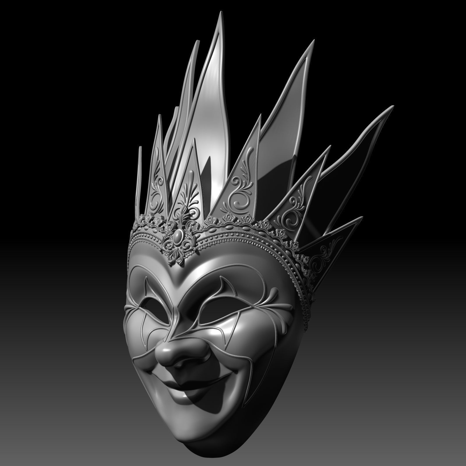 Venetian Carnival Mask V2 3D Printable Model 3D print model_1