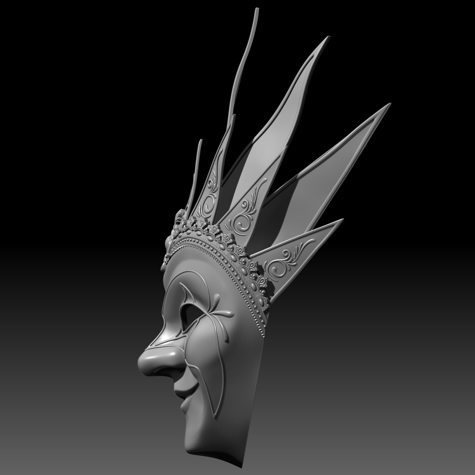 Venetian Carnival Mask V2 3D Printable Model 3D print model_3