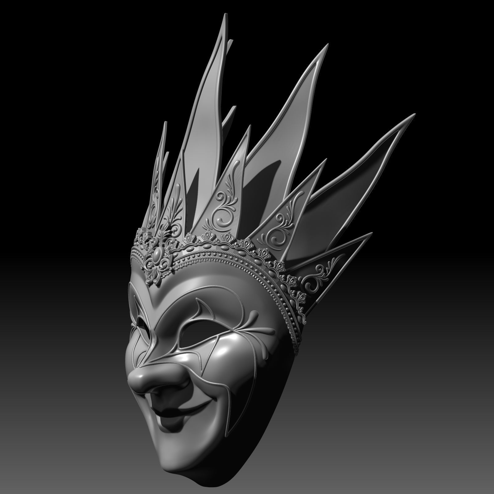 Venetian Carnival Mask V2 3D Printable Model 3D print model_2