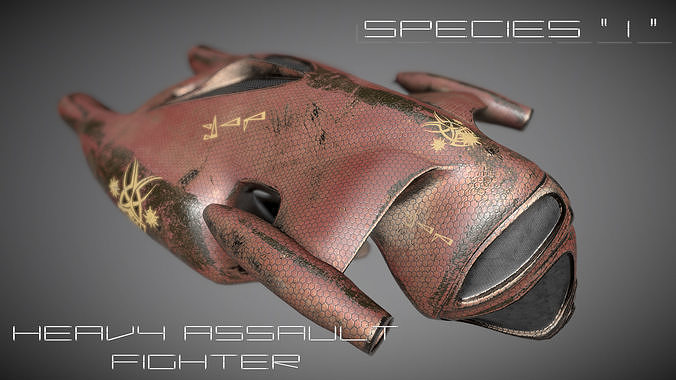 Species I - Alien Heavy Assault Fighter Low-poly 3D model