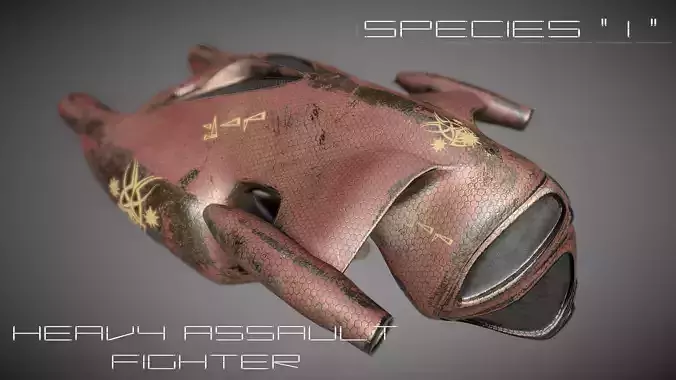 Species I - Alien Heavy Assault Fighter Low-poly 3D model
