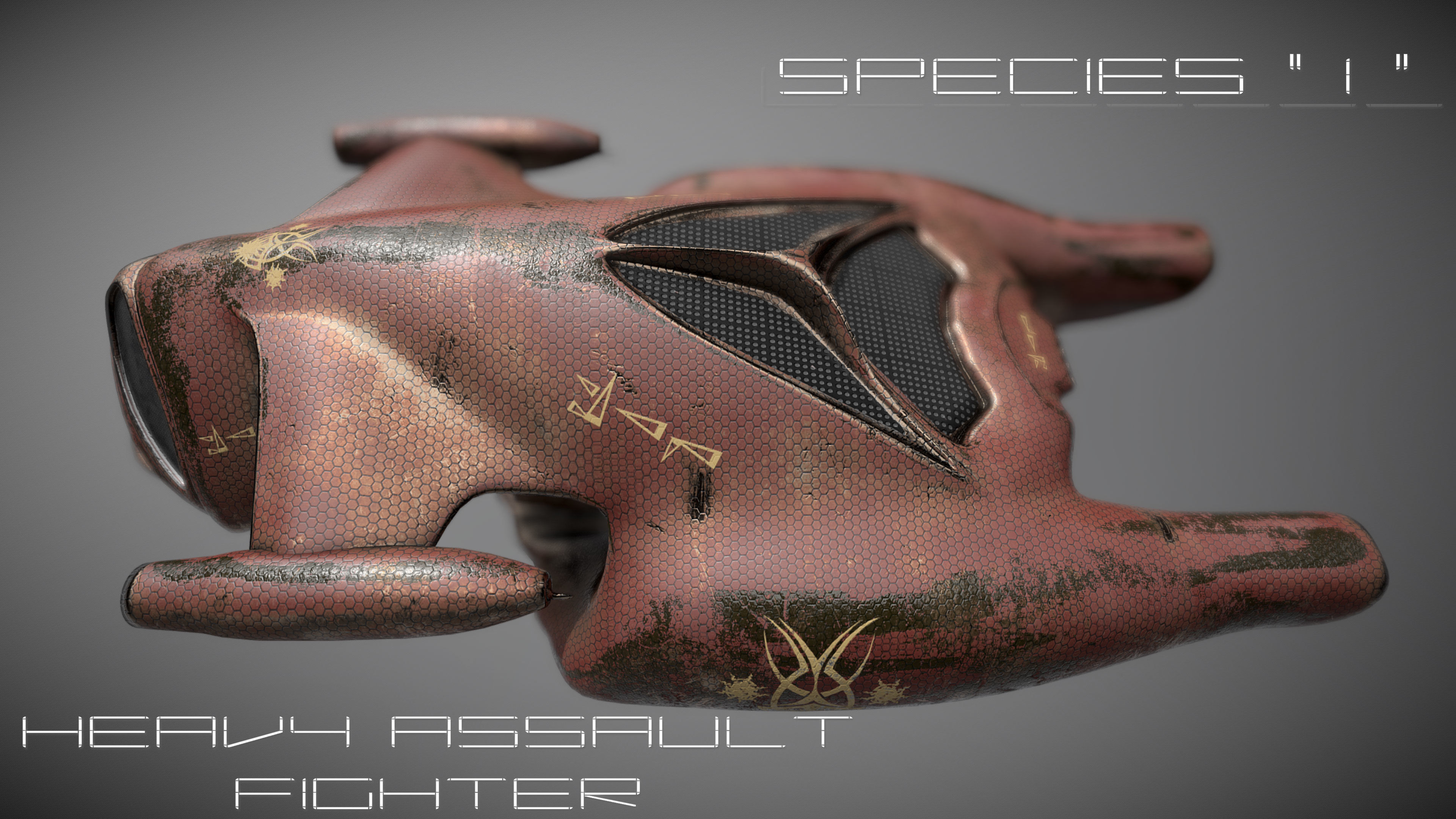 Species I - Alien Heavy Assault Fighter Low-poly 3D model_5
