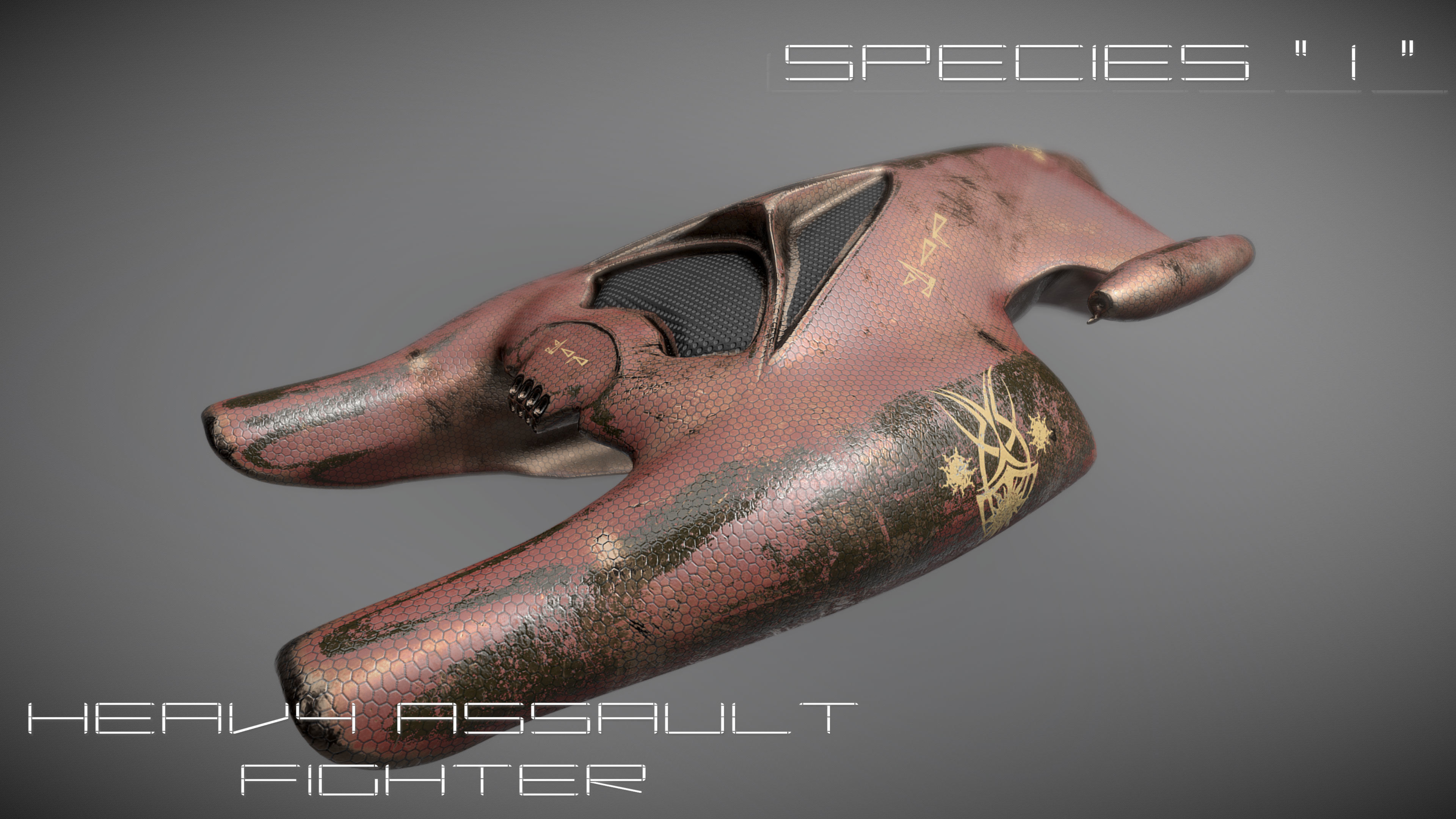 Species I - Alien Heavy Assault Fighter Low-poly 3D model_6