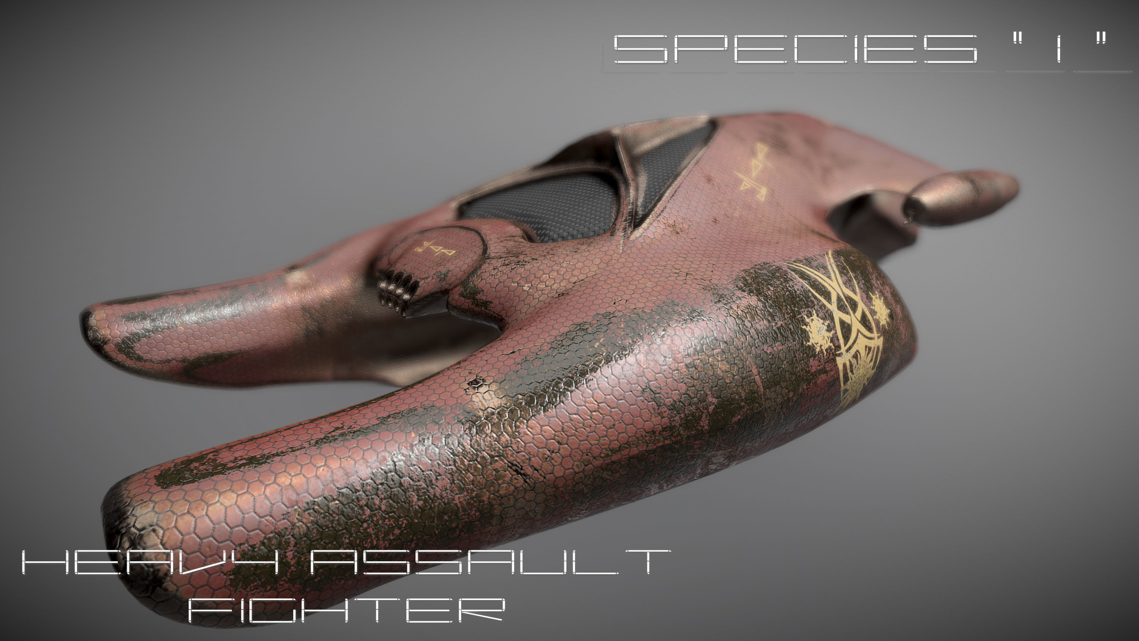 Species I - Alien Heavy Assault Fighter Low-poly 3D model_14