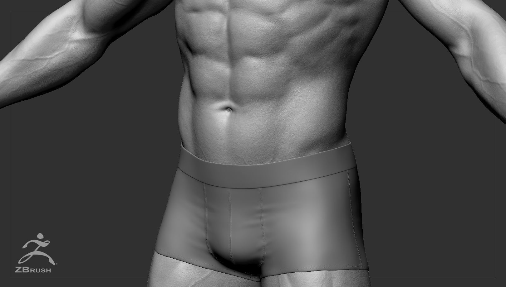 Muscular Male Basemesh 3D model_6