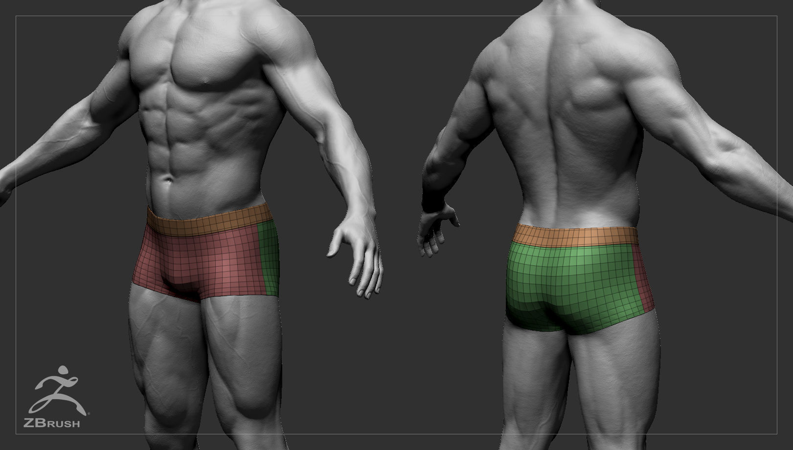 Muscular Male Basemesh 3D model_12
