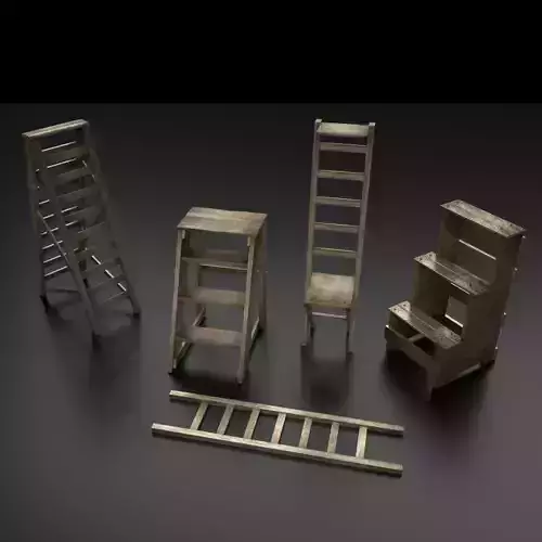 Wood Ladder Pack Low-poly 3D model