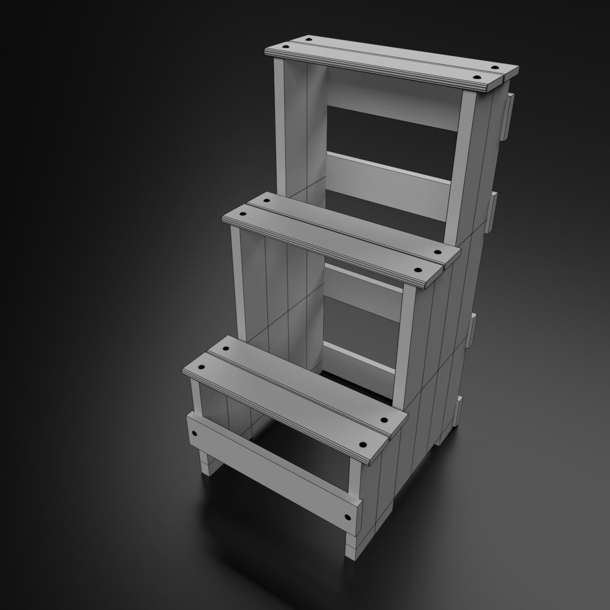 Wood Ladder Pack Low-poly 3D model_16
