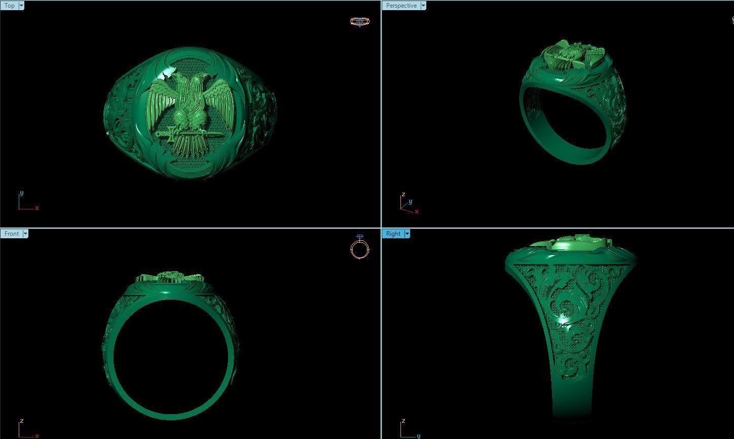 Male USA Eagle ring 3D print model 3D print model_13