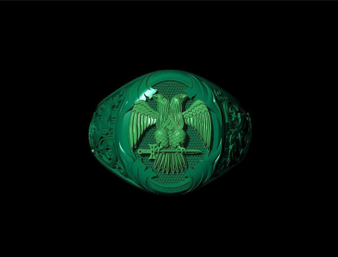 Male USA Eagle ring 3D print model 3D print model_11