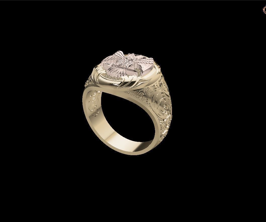 Male USA Eagle ring 3D print model 3D print model_3