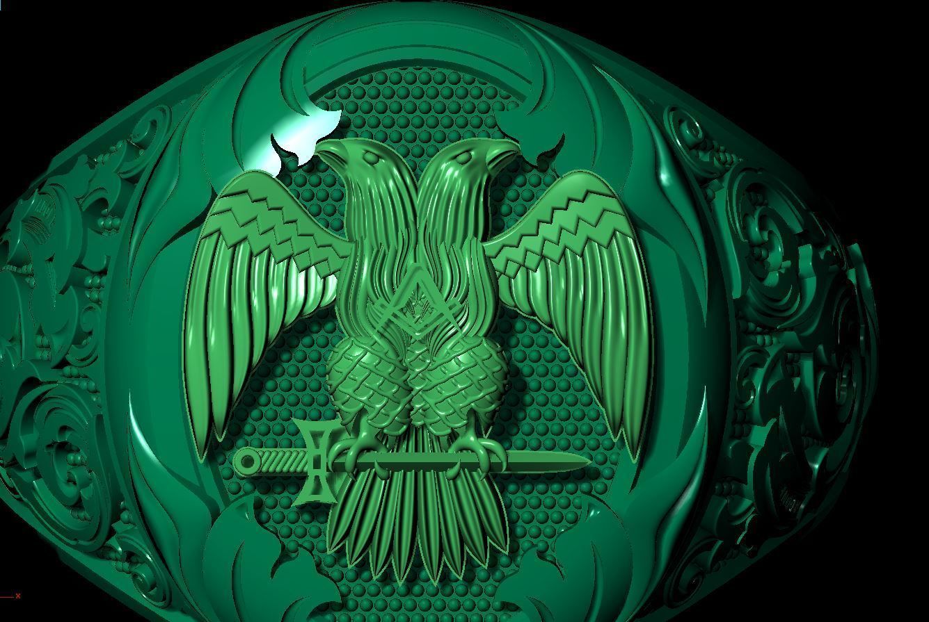 Male USA Eagle ring 3D print model 3D print model_7